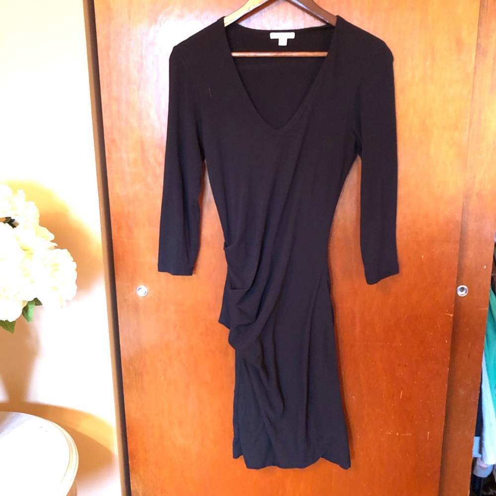 🍓James Perse Black Jersey V-Neck Dress
